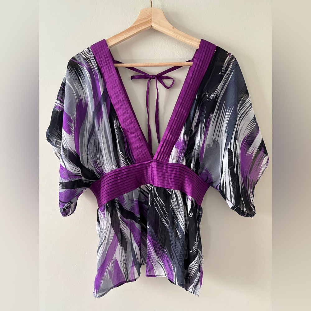 Twenty One -  Purple Sheer Tunic Kimono - S